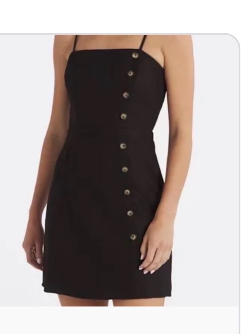 21 Saints sz S Small Black stretch knit gold button Mini Dress LBD 90s y2k